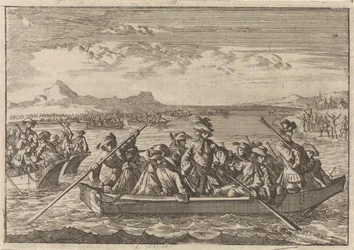 Waldensi ścigani z Sabaudii wracają do swojego kraju na barkach przez Jezioro Genewskie, 1689
