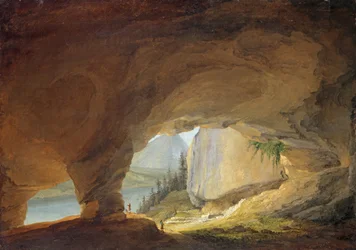 Widok z jaskini Beatus na jezioro Thun, 1776