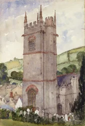 Wieża kościelna, Marldon, 1924.