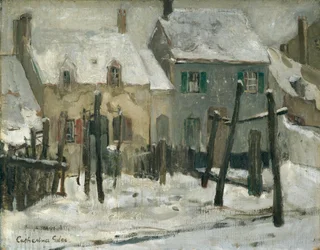 Śnieżna scena, Etaples (olej na płótnie)