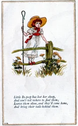 Ilustracja do „Little Bo-Peep straciła owcę”, Kate Greenaway