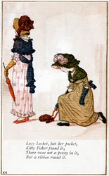 Ilustracja do „Lucy Locket, zgubiła torebkę”, Kate Greenaway 1846-1901