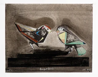 Bright Birds, 2014 (litografia mokulito z ręcznym kolorowaniem)