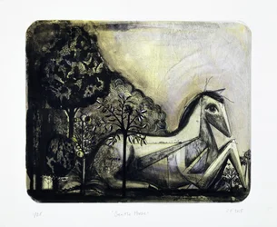 Gentle Horse, 2015 (litografia mokulito z ręcznym kolorowaniem)