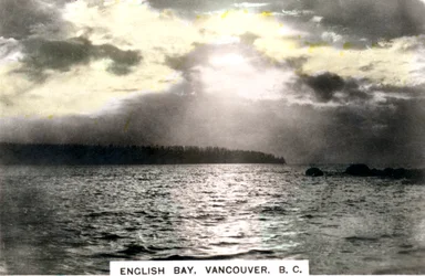 Zachód słońca nad zatoką English Bay, Vancouver, Kolumbia Brytyjska, Kanada, c1920.