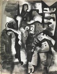 Kompozycja figuralna, ok. 1951 (tusz i akwarela na papierze)