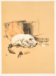Rozczarowanie na nie znalezienie czekoladki, z Gay Dog, Historia głupiego roku Aldin, Cecil Charles Windsor (1870-1935), opublikowane William Heineman, 1905. 1st Edition, Ilustracja, kreda i C