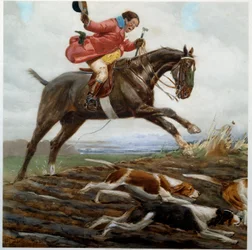 Polowanie: Akwarela „Tayaut” Cecila Aldina (1870-1935) XIX-wieczna kolekcja prywatna