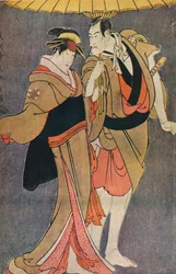 „Ichikawa Koma jest dobry jak Kameya stacjonujący w Stanach Zjednoczonych d Nakamura Tomi Saburo jako strona Ume”, 1794