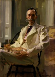 Mężczyzna z kotem Henry Sturgis Pijący, 1898.