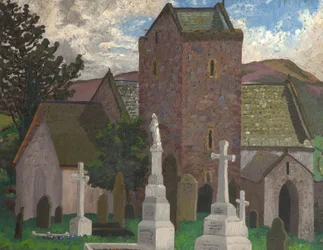 Kościół Llangenith, Południowa Walia, ok. 1930 (olej na płótnie)