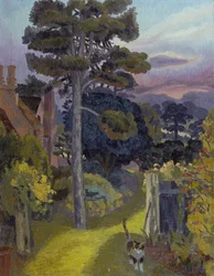 Pansy, kot artysty w ogrodzie w Bent End (olej na płótnie)