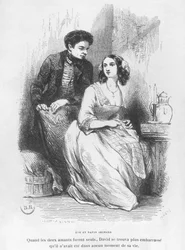 Ewa i David Sechard, ilustracja z „Les Illusions perdues” Honore de Balzac, wyd. Editions Furne, 1842