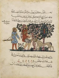 Grecki lekarz Erasistratos z asystentem Folio z arabskiego przekładu Materia Medica Dioscoridesa, 1224