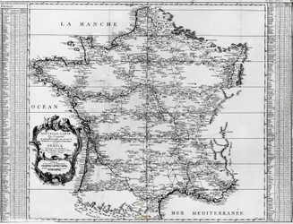 Mapa Francji, autorstwa Giovanniego Domenico Maraldiego (1709-1788) i Césara-Françoisa Cassiniego de Thury, czyli Cassiniego III (1714-1784), Francja