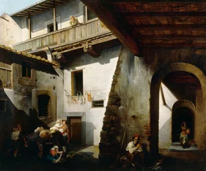 Wnętrze zajazdu z chłopami – Cesare Coghetti (czynny 1850-1899)