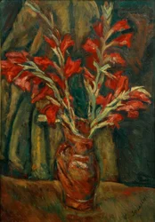 Ch.Soutine, czerwone mieczyki w wazonie