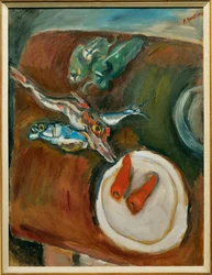 Martwa natura z rybą, papryką i marchewką, ok. 1918 (obraz na płótnie)