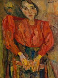 Kobieta w czerwonej bluzce, ok. 1919