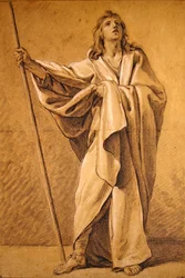 Studium św. Rocha (czarno-białe kredy na papierze)