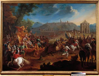 Triumf Karola V, księcia Lotaryngii (1643-1690) w jego zwycięstwie nad Turkami. Obraz Charlesa Herbela (1656-1703)