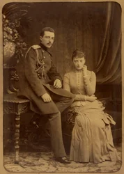 Michel Michajłowicz de Russie et Anastasia Michajłowna de Russie - Wielki Książę Rosji Michał Michajłowicz i Wielka Księżna Anastazja Michajłowna Rosji, autorstwa Bergamasco, Karola (Karla) (1830-1896). Zdjęcie albuminy, ok. 1880. Rosyjski państwowy film i
