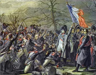 Powrót Napoleona z Elby - rycina wg Steubena - „”Powrót Napoleona I z wyspy Elba, debarque do Cannes 1 marca 1815””