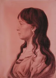 Yellow Corn, Indian Girl z Iowas of the Missouri (ołówek i węgiel na papierze)