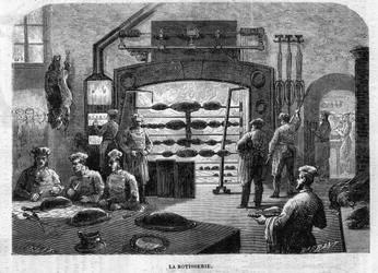 La Rotisserie des cuisines du Palais des Tuileries, w 1864 roku. Grawerowanie F. Lixa i Barbanta na podstawie rysunku Moullina.