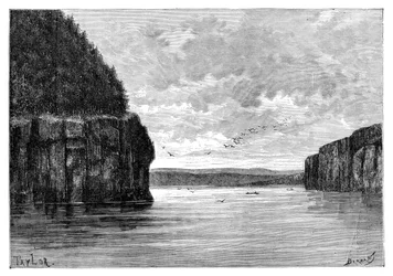 Rzeka Angara, poniżej bystrza Paduńskiego, Syberia, Rosja, 1895.