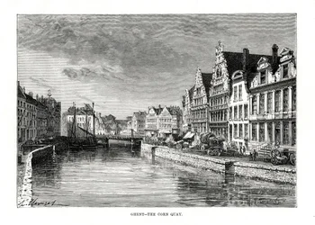 Nabrzeże Kukurydziane, Gandawa, Flandria, Belgia, 1879 r.