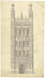 Rysunek dla Houses of Parliament, c.1836-40 (pióro i atrament na papierze)