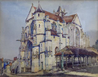 Kościół Moret sur Loing, strona południowa, ok. 1906 (akwarela)