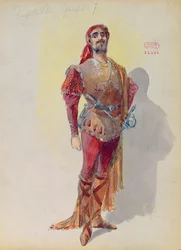Sparafucile z "Rigoletto" Giuseppe Verdiego (1813-1901) (akwarela na papierze)