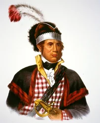 Wódz McIntosh, ilustracja z „The Indian Tribes of North America”, Thomas L. McKenney i James Hall, wyd. John Grant (kolor lito)
