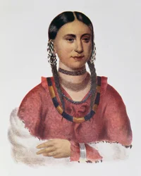 Hayne Hudjuhini, czyli „Orzeł Rozkoszy”, ilustracja z „Plemion indiańskich Ameryki Północnej, tom 1”, autorstwa Thomasa L. McKenneya i Jamesa Halla, wydana przez Johna Granta