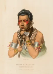 MŁODY MA-HAS-KAH. WÓDZ IOWAYÓW, z Historii plemion indiańskich Ameryki Północnej