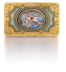 Pudełko na śpiew ptaków, ok. 1840 (złoto, diamenty i emalia)