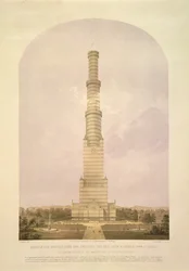 Projekt przekształcenia Crystal Palace w wieżę o wysokości 1000 stóp, pub. Ackermann und Co., 1852