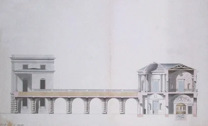 Przekrój pawilonu agatowego i wiszącego ogrodu w Carskim Siole, ok. 1780 (pióro i atrament z wc na papierze)