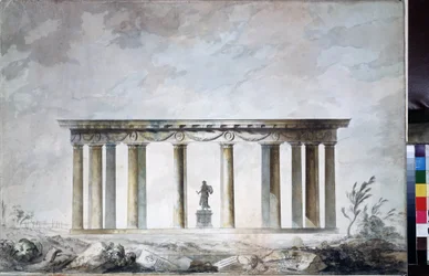 Szkic pawilonu parkowego w Carskim Siole (Sankt Petersburg) (Szkic pawilonu parkowego w Carskim Siole). Rysunek Charlesa Camerona (ok. 1730