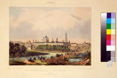 Widok na klasztor Sarowski. Klasztor Serafinów (Serafinów) z Sarowa (1759-1833), prawosławnego świętego. Dzieło Charlesa Claude
