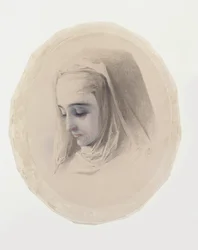 Studium głowy dla myśli klasztornych, 1851 (wc i gwasz na papierze)