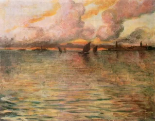 Pejzaż morski z odległym widokiem Wenecji, 1896