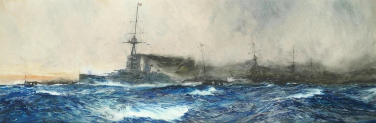 HMS Iron Duke na czele innych okrętów floty
