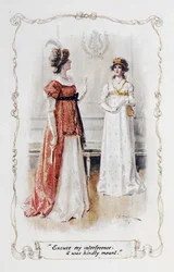 „Przepraszam za ingerencję, to było uprzejme”, Georgina Darcy do Elizabeth Bennet, ilustracja do „Duma i uprzedzenie” Jane Austen