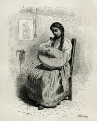 Hafciarka, w Salento, region Quindio (Kolumbia), grawer Ch.Delort, aby zilustrować historię America Equinoxiale E.Andre, misja przydzielona przez rząd francuski, opublikowany w tour du monde, pod kierunkiem Edouarda Charto