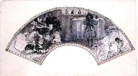 Projekt wachlarza (Le Boudoir) (pióro i tusz oraz akwarela na papierze)