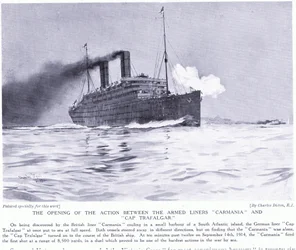 Akcja otwarcia między uzbrojonymi liniowcami Carmania i Cap Trafalgar na południowym Atlantyku, wrzesień 1915 r.