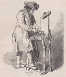 Luwr, kolekcja rysunków, Le Remouleur, autorstwa Watteau, z Magasin Pitto..., ca. 1852.
